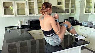 blonde bound on counter teases endless indian college moans