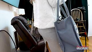 inked brunette parker masturbates wildly then deepthroats that tasty big cock