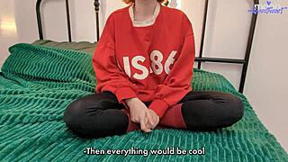 Cheating on Creepy Wife with Big Tits Redhead Neighbor in Leggings Dirty Talk Cowgirl