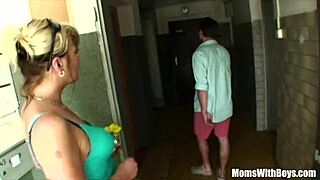 mature blonde cougar handles double young cocks in every hole