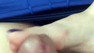 her purple toes wrap around cock for footjob