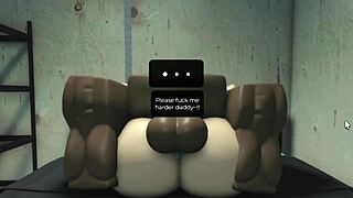 Stretching tight Roblox teen pussy with massive black cock in cowgirl creampie game?