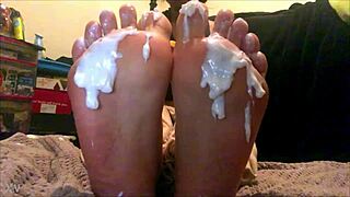18 year old latina gets creamed during foot worship on webcam