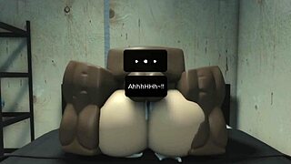 Stretching tight Roblox teen pussy with massive black cock in cowgirl creampie game?