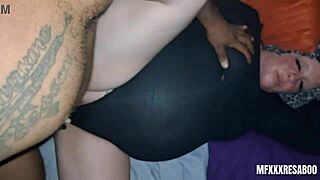 Fucking chubby Resaboo's fat wet pussy as the goddess takes creampie