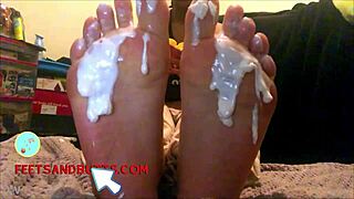 18 year old latina gets creamed during foot worship on webcam