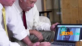 kinky old grandpa bends over and bangs hot teen with big tits