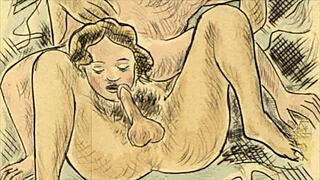 Vintage Erotic Illusion Captivates with Antique Retro Sensuality and Mystery