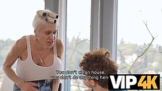 mature milf mother-in-law in stockings teases with fake big tits kinky fantasy