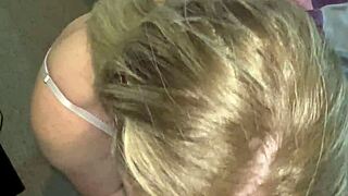 Blonde Mommy in Lingerie Sucks Step Son's Huge Cock Deepthroats Balls Licks Then Gets Fucked Hard on Bed