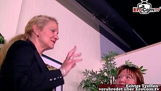 Ugly German housewife's fat body exposed in amateur FFM casting threesome with mature swingers interview