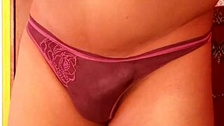 trying on my wife's sexy panties and bras feels so teasing in lingerie