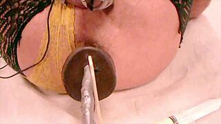 Jett Hoover's Premature Cum Injection via Black Dildo Then Hot Curling Iron Fuck