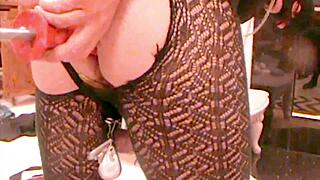 Jett Hoover's Premature Cum Injection via Black Dildo Then Hot Curling Iron Fuck