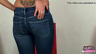 teasing you by slowly peeling off my tight jeans and tiny panties next door