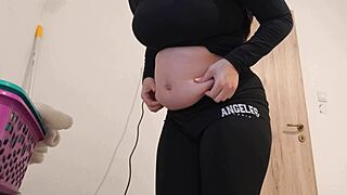 Indian pregnant Pervez stepsis sneaks into bathroom, rubs pussy into camel toe then begs to smother you with huge ass