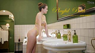 Hey, join flamy nika in this playful see-through bath, long hair dripping wet!