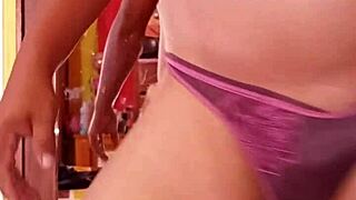 trying on my wife's sexy panties and bras feels so teasing in lingerie