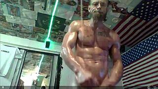 Wow! Oiled flexible tattoo flexes wildly