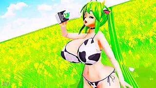 cosplay cowgirl milks belly expansion rides cock with huge tits 🤰🥛💦