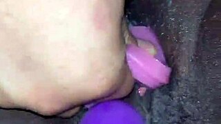 Creamy ebony teen's pussy pulses in explosive toy-driven orgasm