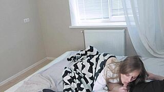 stepdaughter sneaks cock suck while stepmom flashes tits