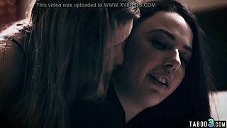 paige owens straps blue dildo into whitney wright's trimmed hole