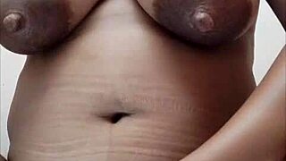 Red Lipstick Kisses Trail Down to Lick Big Tits and Wet Pussy Lips