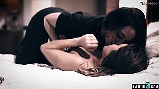 paige owens straps blue dildo into whitney wright's trimmed hole