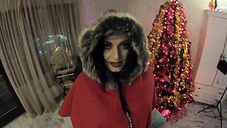 horny cheating wife milf slut calla worships santa with ass pussy toys and joi