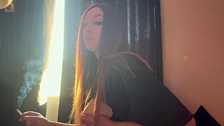 italian milf artemisia love teases with big tits flash and cigarette smoke