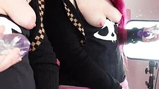 redhead tranny pinky explodes cum in mirror