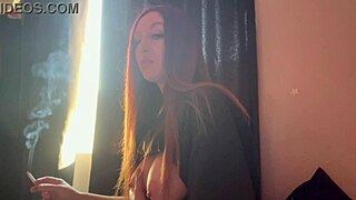 italian milf artemisia love teases with big tits flash and cigarette smoke