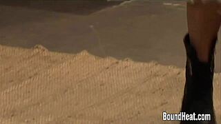 Madame Punishes Bound Big Tit Lesbian Slaves with Garage BDSM Domination