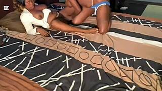 Two Stepsister Lesbians Scissor Then Take Two Monster Cocks in Wild 4some