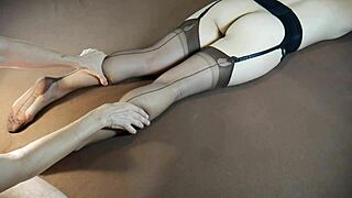 Stockinged Milf's Soles Massage Tease