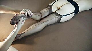 Stockinged Milf's Soles Massage Tease