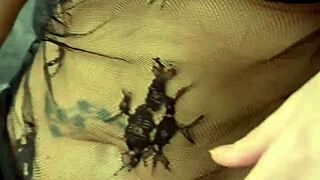 flashing my huge clit pussy at window... then fat dildo stretches it wide