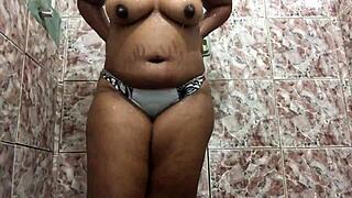 amateur asian with big ass big pussy lips and natural tits spreads shaved pussy ready for licking