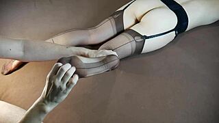 Stockinged Milf's Soles Massage Tease