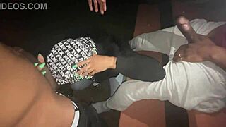 Park Lot Slut Deepthroats Two Monster Black Cocks Bent Over