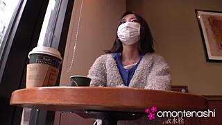 Exhibitionist Mayumi Flashes Hairy Pussy Bent Over Wet