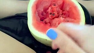 Arab Teen Shoves Watermelon in Tight Pussy for Extreme Food Fetish Orgasms
