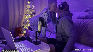 stepmom's wet cravings overwhelm her during his intense game stream fuck