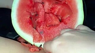 Arab Teen Shoves Watermelon in Tight Pussy for Extreme Food Fetish Orgasms