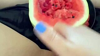 Arab Teen Shoves Watermelon in Tight Pussy for Extreme Food Fetish Orgasms