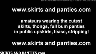 Florida babe flashes her skirt panties around the neighborhood block