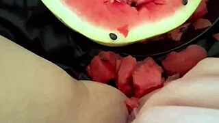 Arab Teen Shoves Watermelon in Tight Pussy for Extreme Food Fetish Orgasms