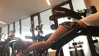 i can't resist this sexy blonde teen's horny gym workout in public