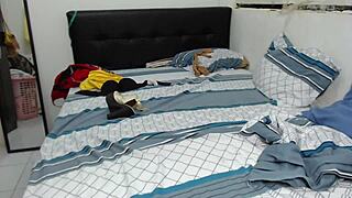 Stepsister Loses Virginity to Husband and Guy as He Licks Pussy While She Sucks Heel in Trio Taboo